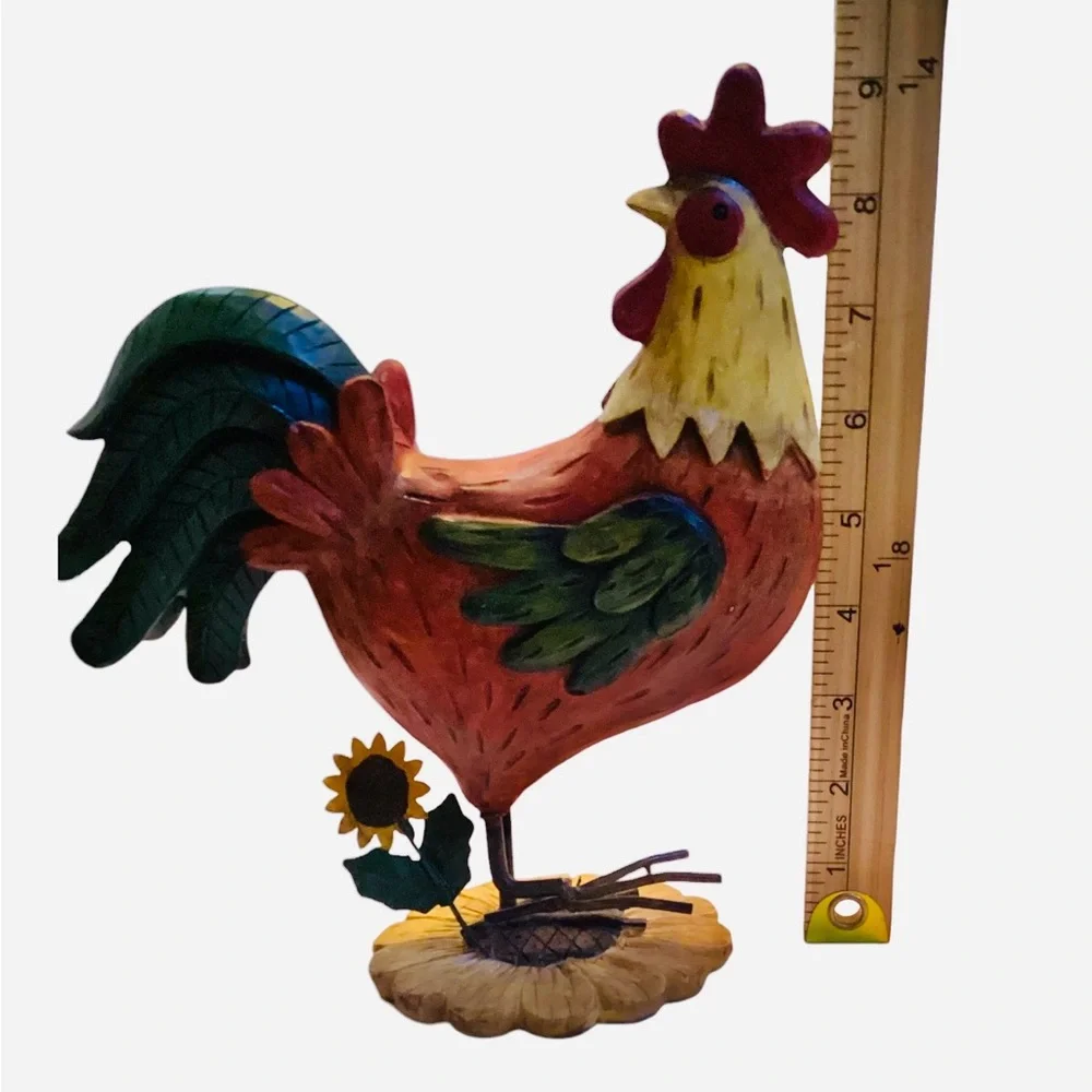 Vintage Rustic Rooster Figurine Farmhouse Country Wood Decor 13” Tall